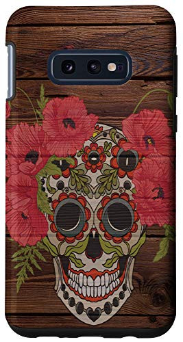 Galaxy S10e Sugar Skull Day Of The Dead Wood Floral Sugar Skull Case