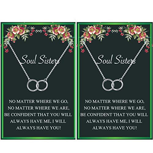 Soul Sister Necklace BFF Necklace for 2 Two Interlocking Infinity Double Circle Necklace Sister Birthday Gift for Women Girls-Silver- Soul Sister Necklace BFF Necklace for 2 Two Interlocking Infinity Double Circle Necklace Sister Birthday Gift for Women Girls-Silver-