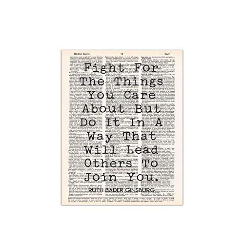 Ruth Bader Ginsburg Quote  Fight for the Things  Upcycled Vintage Dictionary Art Print  Notorious RBG  Ruth Bader Ginsburg Gifts  Dictionary Wall Art
