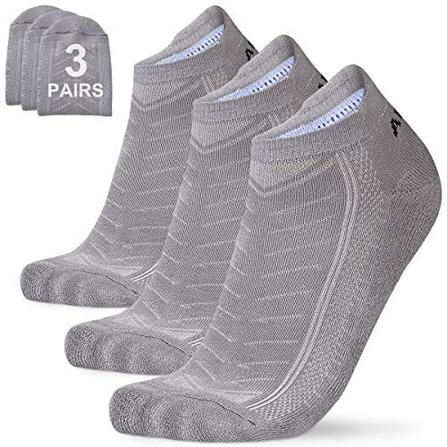 Mens Athletic Socks Low Cut Performance Non Slip Sports Socks Ankle Cotton Compression Running Socks Cushion 3 Pairs Pack