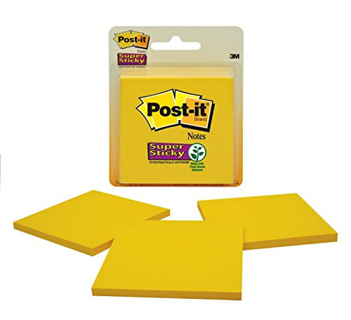 Post-it Super Sticky Notes, 3 x 3-Inches, Canary Yellow, 3-Pads/Pack