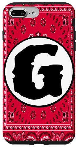 iPhone 7 Plus-8 Plus Red Bandana Handkerchief Paisley Monogram Letter G Case