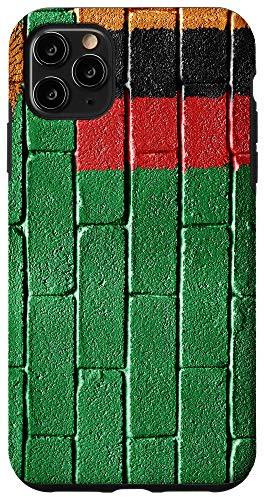 iPhone 11 Pro Max Zambia Flag Zambian Banner on a brick wall Case
