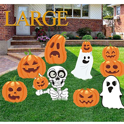 Kyerivs Halloween Yard Stake Signs Decoration Outdoor Family Friendly Pumpkins Skeleton Ghost Lawn Yard Party Decor Trick or Treat Halloween Props Ext