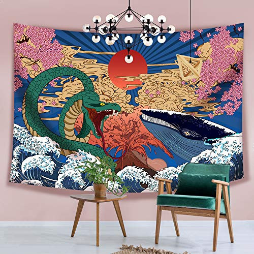 Hexagram Aesthetic Japanese Tapestry Wall Hanging Anime Tapestry Trippy Whale Snake Wall Art Ukiyo-e Ocean Wave Sun Wall Tapestry for Dorm Room Decora Hexagram Aesthetic Japanese Tapestry Wall Hanging Anime Tapestry Trippy Whale Snake Wall Art Ukiyo-e Ocean Wave Sun Wall Tapestry for Dorm Room Decora