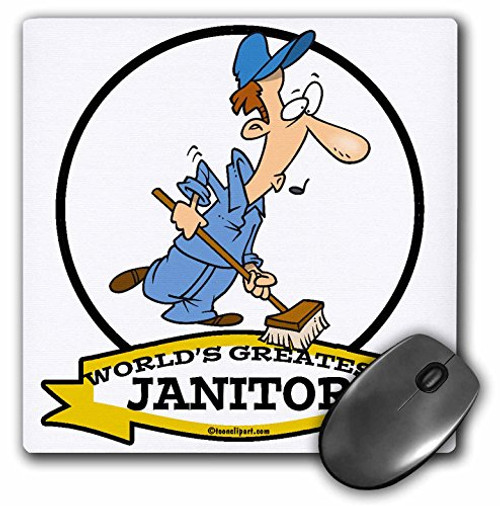 3dRose 8 x 8 x 0.25 Inches Funny Worlds Greatest Janitor Cartoon Mouse Pad (mp_103286_1) 3dRose 8 x 8 x 0.25 Inches Funny Worlds Greatest Janitor Cartoon Mouse Pad (mp_103286_1)