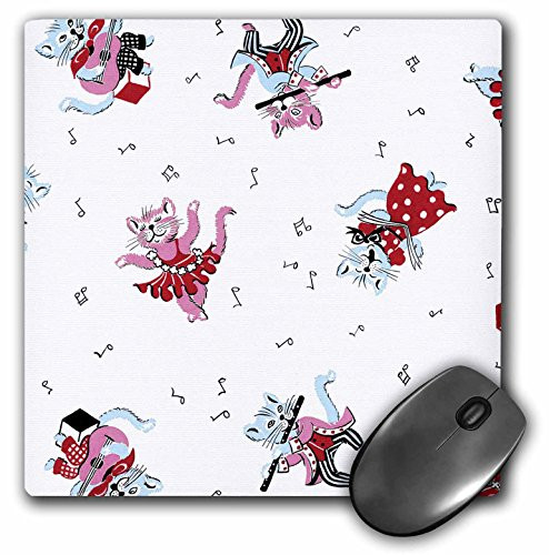 3dRose LLC 8 x 8 x 0.25 Inches Mouse Pad, Cat Musicians and Dancers (mp_41019_1)