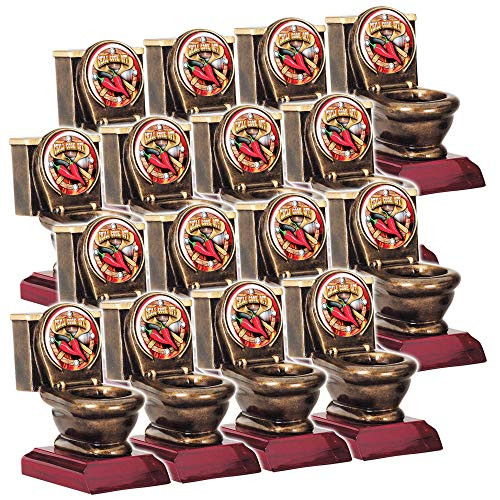 On Top Awards - Chili Cook Off Toilet Bowl Trophy - Last Place Loser Award - Golden Throne Prize - 5 Inch Tall -Pack of 1-