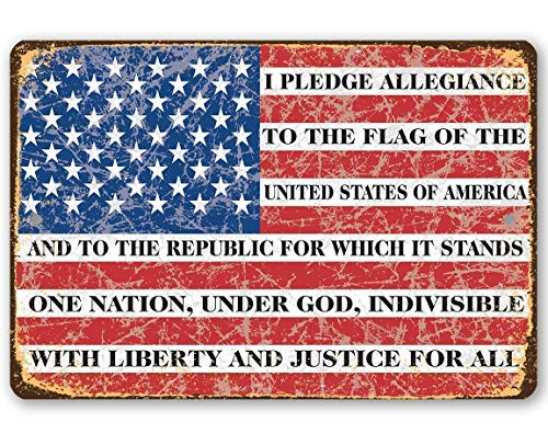 Metal Sign - I Pledge Allegiance To The Flag - Durable Metal Sign - 8 x 12 Use Indoor-Outdoor - Perfect Decor and Gift for Military and Veterans Und