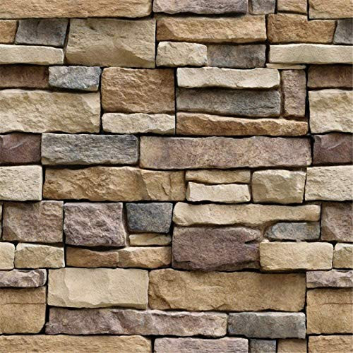 Yancorp Stone Wallpaper Rock Self-Adhesive Peel and Stick Backsplash Wall Panel Removable Home Decoration -23-7x120-