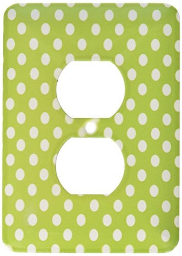 3dRose lsp_56695_6 White Polka Dots on Green  Retro 1950S Vintage Style Dot Pattern  2 Plug Outlet Cover