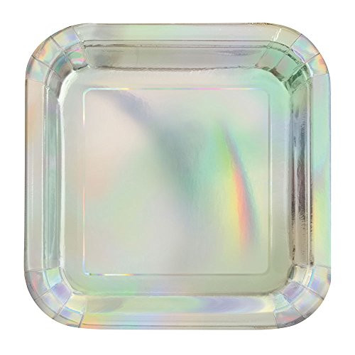 Unique Iridescent Square Dessert Party Paper Plates 7 8 Ct Multi