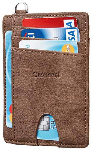 Casmonal Slim Minimalist Front Pocket Wallets RFID Blocking Credit Card Holder for Men   WomenCastle Coffee