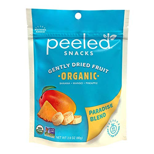 Peeled Snacks Organic Dried Fruit Paradise Blend with Dried Mango Pineapple and Banana 2_8 oz_  Healthy Vegan Snacks for On-the-Go Lunch and More