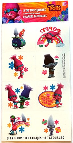amscan Tattoo Favor Trolls Collection Party Accessory Multicolor