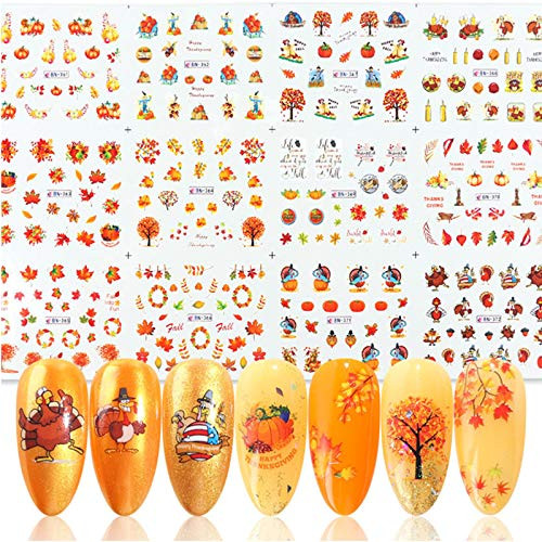 Fall Nail Stickers Halloween Thanksgiving Nail Art Accessories Decals 12 Sheets Maple Leaf Pumpkin Turkey Water Transfer Nail Art Stickers for Women Girls Kids Water Transfer Nail Decoration Fall Nail Stickers Halloween Thanksgiving Nail Art Accessories Decals 12 Sheets Maple Leaf Pumpkin Turkey Water Transfer Nail Art Stickers for Women Girls Kids Water Transfer Nail Decoration