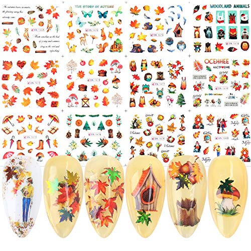 Fall Nail Stickers Halloween Thanksgiving Nail Art Accessories Decals 12 Sheets Maple Leaf Pumpkin Turkey Water Transfer Nail Art Stickers for Women Girls Kids Water Transfer Nail Decorationtype1 Fall Nail Stickers Halloween Thanksgiving Nail Art Accessories Decals 12 Sheets Maple Leaf Pumpkin Turkey Water Transfer Nail Art Stickers for Women Girls Kids Water Transfer Nail Decorationtype1