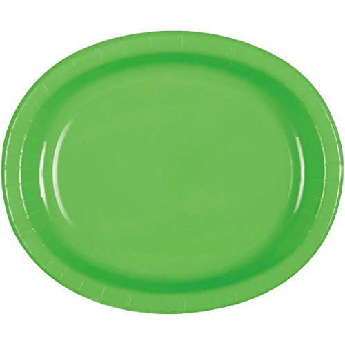 Unique Industries Oval Paper Plates 8 Pieces - Lime Green