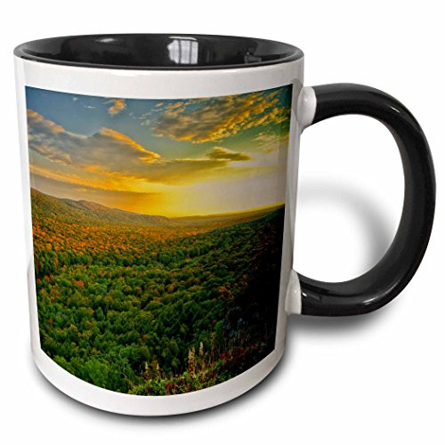 3dRose mug_209535_4 Michigan, Upper Peninsula. Sunset at Porcupine Mountains. - Two Tone Black Mug, 11oz