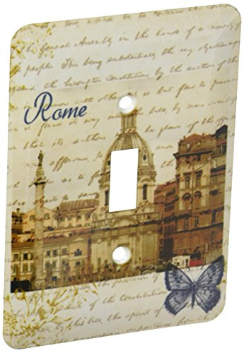 3dRose lsp_130622_1 Rome with Script and Butterfly- Italy Single Toggle Switch