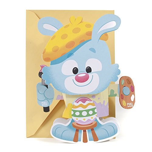 Hallmark Pop Up Easter Card for Kids Displayable Happy Bunny Painting Egg