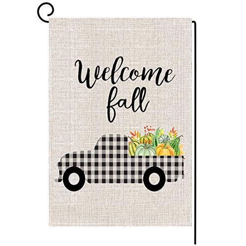 Diateklity Welcome Fall Pumpkin Car Buffalo Check Plaid Garden Flag Vertical Double Sided 12_5 x 18 Inch Autumn Burlap Yard Outdoor Decor Diateklity Welcome Fall Pumpkin Car Buffalo Check Plaid Garden Flag Vertical Double Sided 12_5 x 18 Inch Autumn Burlap Yard Outdoor Decor