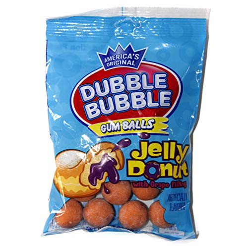 Dubble Bubble 1 Bag Jelly Donut with Grape Filling Flavored Gum Balls - Peanut   Gluten Free - 3_5 oz