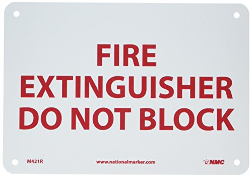 NMC M421R Restricted Area Sign Legend FIRE EXTINGUISHER DO NOT BLOCK 10 Length x 7 Height Rigid Polystyrene Plastic Red on White NMC M421R Restricted Area Sign Legend FIRE EXTINGUISHER DO NOT BLOCK 10 Length x 7 Height Rigid Polystyrene Plastic Red on White