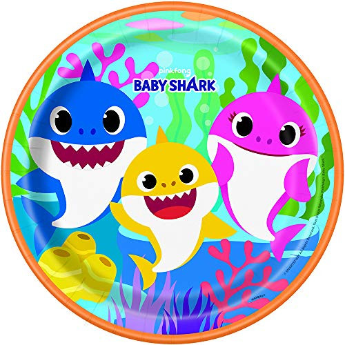 Baby Shark Round Dinner Plates - 8 Pcs