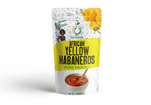 Iya Foods African Yellow Habaneros 2 ounces Kosher Certified No Preservatives No Added Color No Additives No MSG  Yellow Pepper