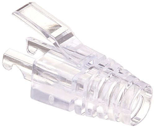 RJ45 Cat55e Connector Pass Through Strain Relief Clear_ 50Bag_Pack of 50- Fits Pass Through cat55e connectors and Regular RJ45 cat5 connectors