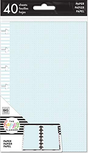 The Happy Planner Filler Paper- Colored Note Paper Planner   School Supplies - 40 Sheets of Pre-Punched Paper  Double Sided Dot Grid Note Paper  Mini Sized