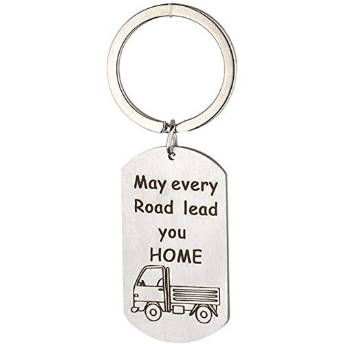 OYEFLY Personalized Keychain for Dad Son Boyfriend Husband Truck Driver May Every Road Lead You Home Long Distance Gift STYLE1