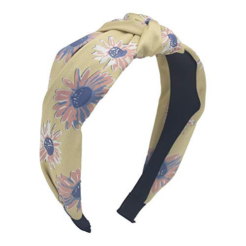 Knot Headband for Women GirlsSun Flower Headbands Wide Headbands Turban Headband Hair Band Bandana Hairband Head Band Wrap with Bow Cloth Wrapped HeadwearBeige
