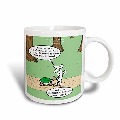 3dRose mug_44505_1"Luke 18-9-14 - The Tortoise and the Hare" Ceramic Mug, 11 oz, Multicolor