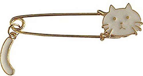 C D Visionary White Cat with Tail Metal Lapel Pin LAP-0056