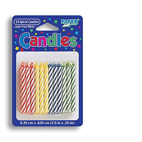 Creative Converting 10411LX Candy Striped Candle 2.5" Multicolored