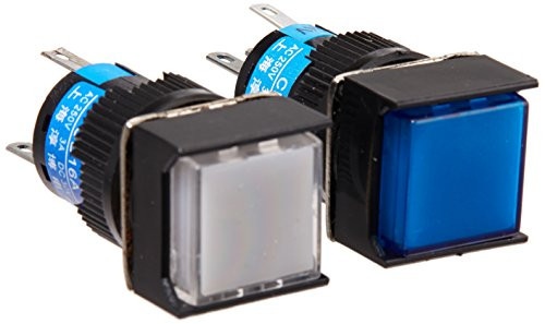 Uxcell DC 24V Light Locking Rectangle Pushbutton Switch with Crimp Connector
