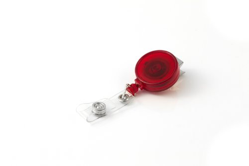 KEY-BAK RETRACT-A-BADGE 5-Pack Retractable Badge Holder with 36" Cord, Swivel Bulldog Clip, Translucent Red