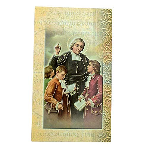 William J_ Hirten Deluxe Catholic Holy Card with Traditional Prayers Saint John The Baptist de la Salle