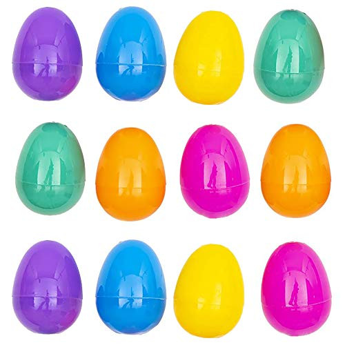The Dreidel Company Fillable Easter Eggs Bulk Colorful Bright Plastic Easter Eggs Perfect for Easter Egg Hunt Suprise Egg Easter Hunt Assorted Colors 12-Pack