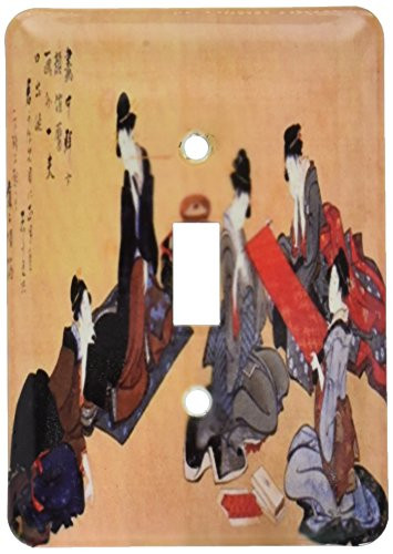 3dRose lsp-163384-1 Image of Several Ladies in Colorful Dress with Japanese Writing Single Toggle Switch