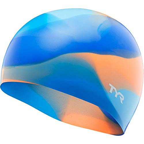TYR Junior Tie Dye Swim Cap BlueOrange One Size