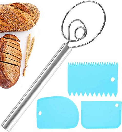 Danish Dough Whisk 12-Inch Bread Dough Hand Mixer With 3 Pcs Dough ScraperStainless Steel Danish Whisk For Dough Dutch Dough Whisk for Dessert Pastry or Pizza Dough Bread Mixer Danish Dough Whisk 12-Inch Bread Dough Hand Mixer With 3 Pcs Dough ScraperStainless Steel Danish Whisk For Dough Dutch Dough Whisk for Dessert Pastry or Pizza Dough Bread Mixer