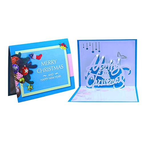 Christmas Pop Up Card Merry Christmas 3d Card Greeting Card Handmade greeting card Gifts for Xmas with EnvelopeBlue