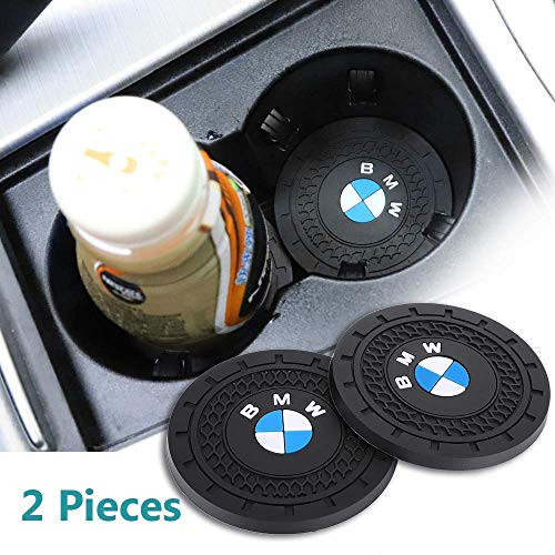 2 Pack Auto Sport 2_75 Inch Diameter Oval Tough Car Logo Vehicle Travel Auto Cup Holder Insert Coaster Can Car Interior Accessories Anti Slip Cup Mat Fit for BMW Accessory