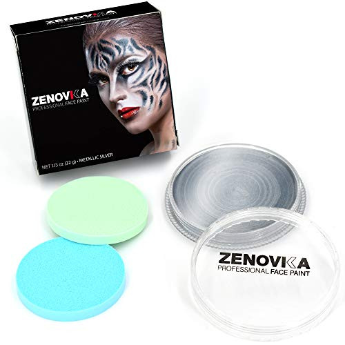 Metallic Silver Face Paint Kit Large Water Based Paints Halloween Makeup Kit Professional Face Paint Palette Face Paints Safe for Sensitive Skin Metallic Silver Body Paint 32g 1_13oz Metallic Silver Face Paint Kit Large Water Based Paints Halloween Makeup Kit Professional Face Paint Palette Face Paints Safe for Sensitive Skin Metallic Silver Body Paint 32g 1_13oz