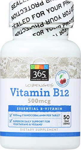 365 Everyday Value Vitamin B12 500mcg Lozenges Cherry Flavor 50 ct