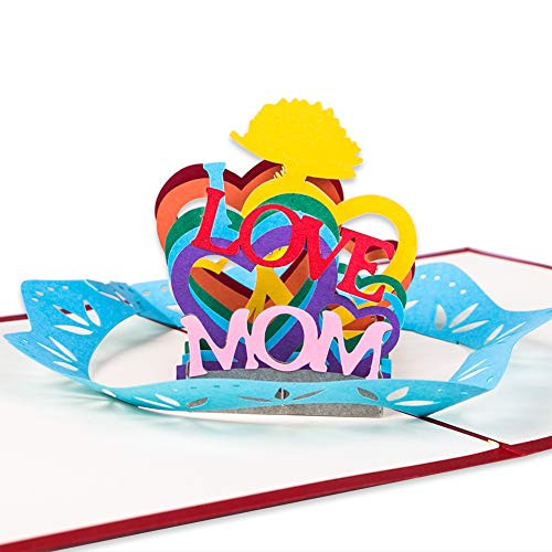 WaaHome Mothers Day Pop Up Cards from Daughter Son Mothers Day Birthday Card for Mom I Love Mom 3D Greeting Cards with Envelope