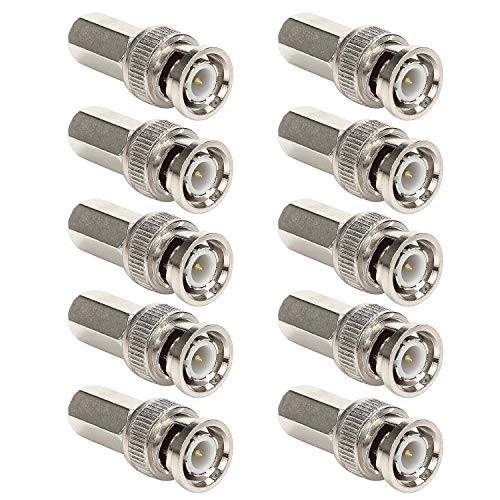 TLS_eagle BNC Male to F Type Female RG6 Hexagon Cable Connector Coax Adapter Pack of 10